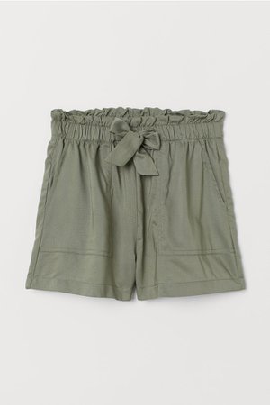 Paper-bag Shorts - Khaki green - Kids | H&M US