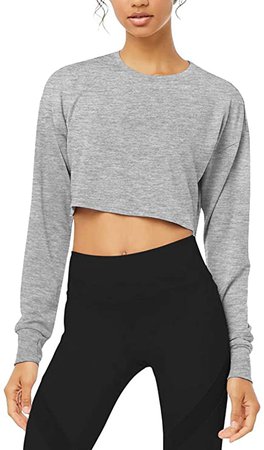 Bestisun Long Sleeve Crop Top Cropped Sweatshirt for Women with Thumb Hole at Amazon Women’s Clothing store
