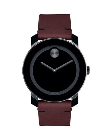 Movado Bold TR90 Two-Hand Watch with Brown Leather Strap
