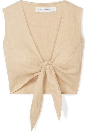 Faithfull The Brand | Marcie cropped tie-front linen top | NET-A-PORTER.COM
