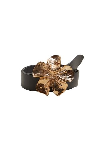 MANGO Flower buckle leather belt