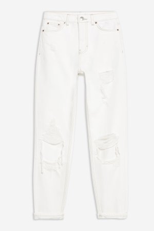 Off White Destroy Rip Mom Jeans | Topshop
