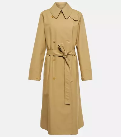 Double Breasted Cotton Trench Coat in Beige - Loewe | Mytheresa