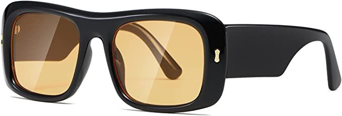 Sun Glasses Oversize Square Frame(Black Yellow)