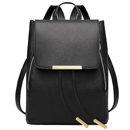 Amazon.com: COOFIT Black Faux Leather Backpack for Women Schoolbag Casual Daypack: Clothing