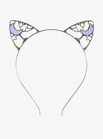 Metal Cat Ear Tree Crescent Opal Moon Headband