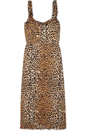Faithfull The Brand | Noemie ruffled shirred leopard-print crepe dress | NET-A-PORTER.COM