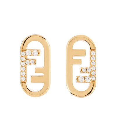 FENDI - O'Lock crystal-embellished earrings | Mytheresa
