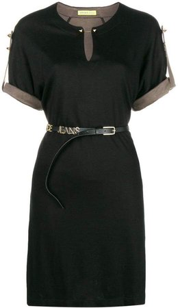belted short-sleeve dress