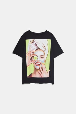 FRONT PRINT T - SHIRT-NEW IN-WOMAN | ZARA United States black