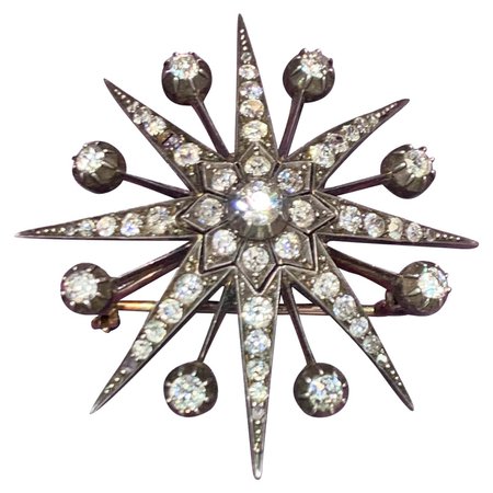 Victorian Diamond Star Brooch For Sale at 1stDibs