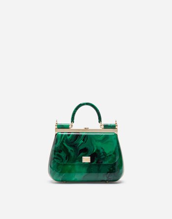 Sicily Bag Collection for Women | Dolce&Gabbana - SICILY BOX BAG IN MALACHITE SINT GLASS