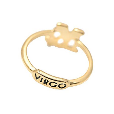 Amazon.com: chelseachicNYC Zoidac Sign and Letter Constellation Ring (Virgo): Jewelry