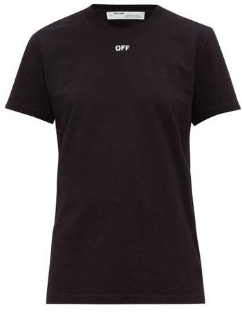 Off White Floral And Logo Print Cotton T Shirt - Womens - Black