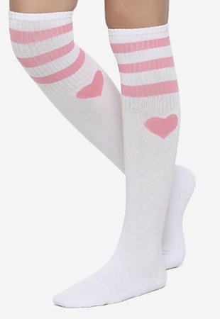 Pink varsity heart socks