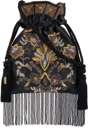 embellished fringed tote bag
