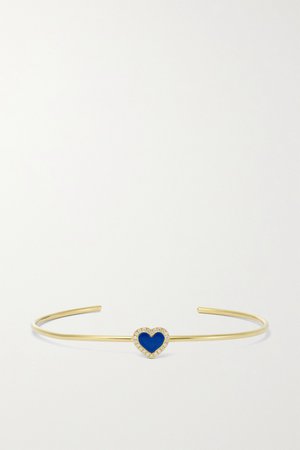 Gold Extra Small Heart 18-karat gold, lapis lazuli and diamond cuff | Jennifer Meyer | NET-A-PORTER