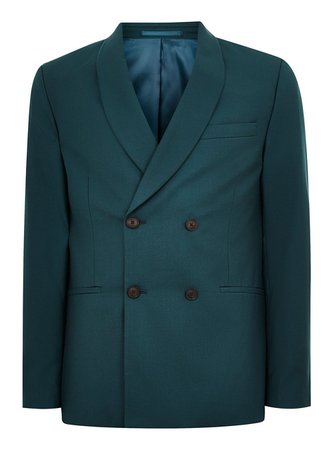 Topman Teal Double Breasted Blazer