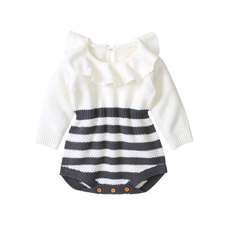 Amazon.com: FOYUN Newborn Toddler Baby Girls Princess Knitted Sweater Romper Long Sleeve Ruffle Winter Jumpsuit: Clothing
