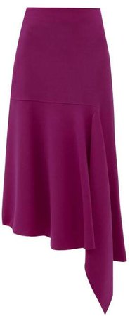 Asymmetric Wool Blend Midi Skirt - Womens - Fuchsia