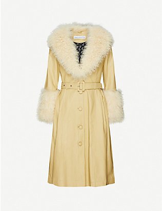 SAKS POTTS - Foxy shearling-trim leather coat | Selfridges.com