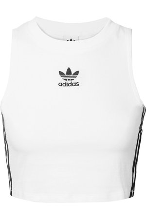 adidas Originals | Cropped striped stretch-cotton jersey tank | NET-A-PORTER.COM