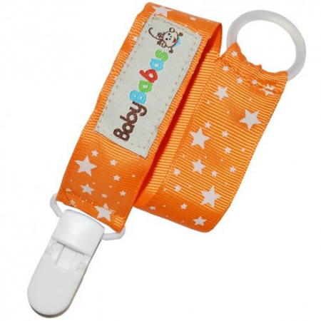 Orange star pacifier clip ribbon
