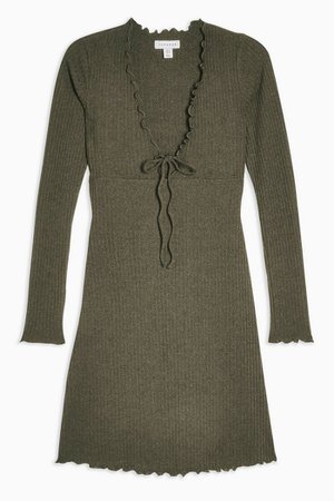 Khaki Ribbed Cardigan Dress | Topshop