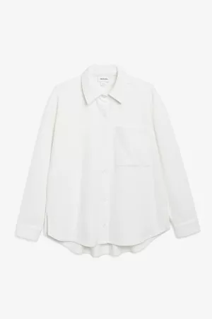 Fleece shirt - White - Shirts & Blouses - Monki