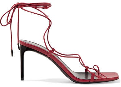 Paris Minimalist Leather Sandals - Red