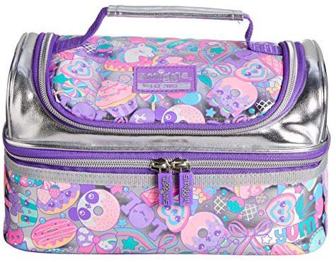 Smiggle Flashy Kids Double Decker Lunchbox for Girls & Boys with Carry Handle, Dual Compartments & Metallic Finish: Amazon.co.uk: Kitchen & Home