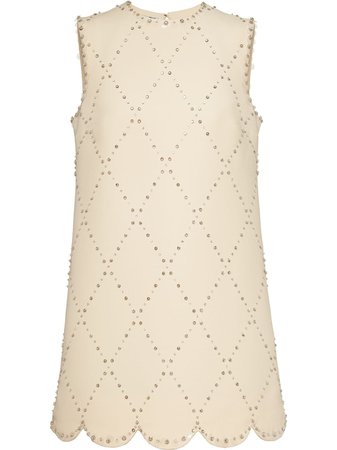 Shop white Miu Miu crystal-embellished shift dress with Express Delivery - Farfetch