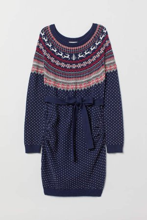 MAMA Jacquard-knit Dress - Blue