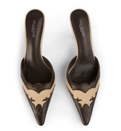 brown and beige leather vintage pointed pumps