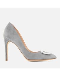 Rupert Sanderson Malory O Pebble Suede Court Shoes in Grey (Gray) - Lyst