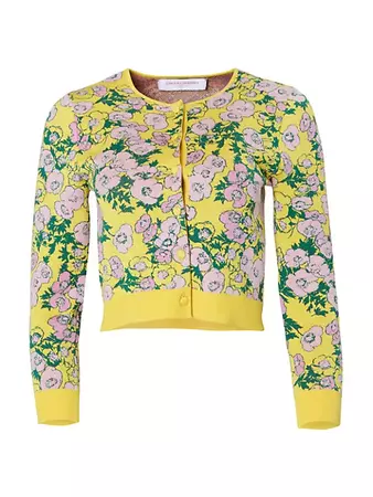 Shop Carolina Herrera Floral Knit Cardigan | Saks Fifth Avenue