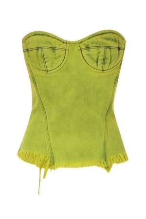 green corset denim