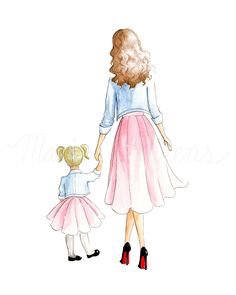 Mix & match hair | Mothers day, fashion illustration print, art print, sketch, croquis, mot… | Mother daughter art, Mother art, Fashion illustration print