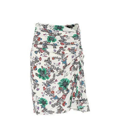 Cereny floral stretch-silk skirt