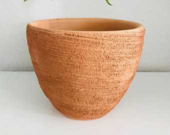 cylinder clay planter pot with drainage hole multiple sizes