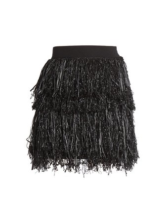 Shop JW Anderson Tiered Fringe Wool Mini Skirt | Saks Fifth Avenue