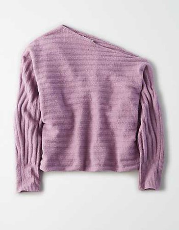 AE Slouchy Off-The-Shoulder Sweater purple