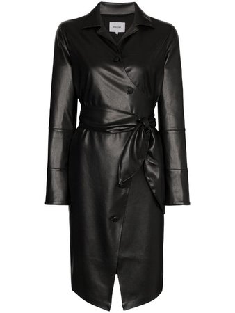 Black Nanushka Ailsa Vegan Leather Belted Dress | Farfetch.com
