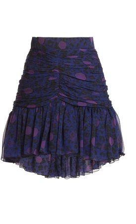 Nervi Bleu Ruffle-Trimmed Printed Skirt