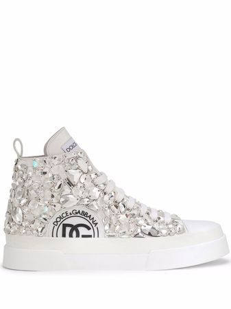 =Dolce & Gabbana crystal-embellished lace-up sneakers