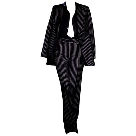 Tom Ford For Yves Saint Laurent YSL Pinstripe Pantsuit Suit  pants
