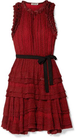 Tiered Ruffled Printed Chiffon Mini Dress