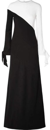 Two-tone Crepe Gown - Black
