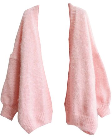 pink fuzzy cardigan
