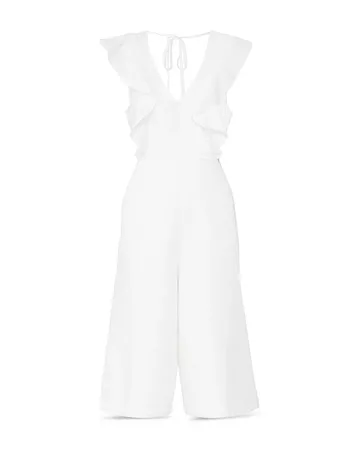 BCBGENERATION Eyelet Ruffle Culotte Jumpsuit | Bloomingdale's white